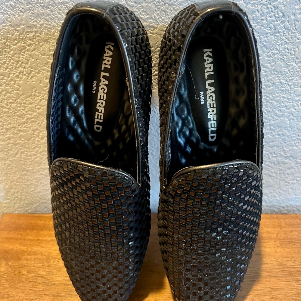 Karl Lagerfeld Textured Black Loafers size 8